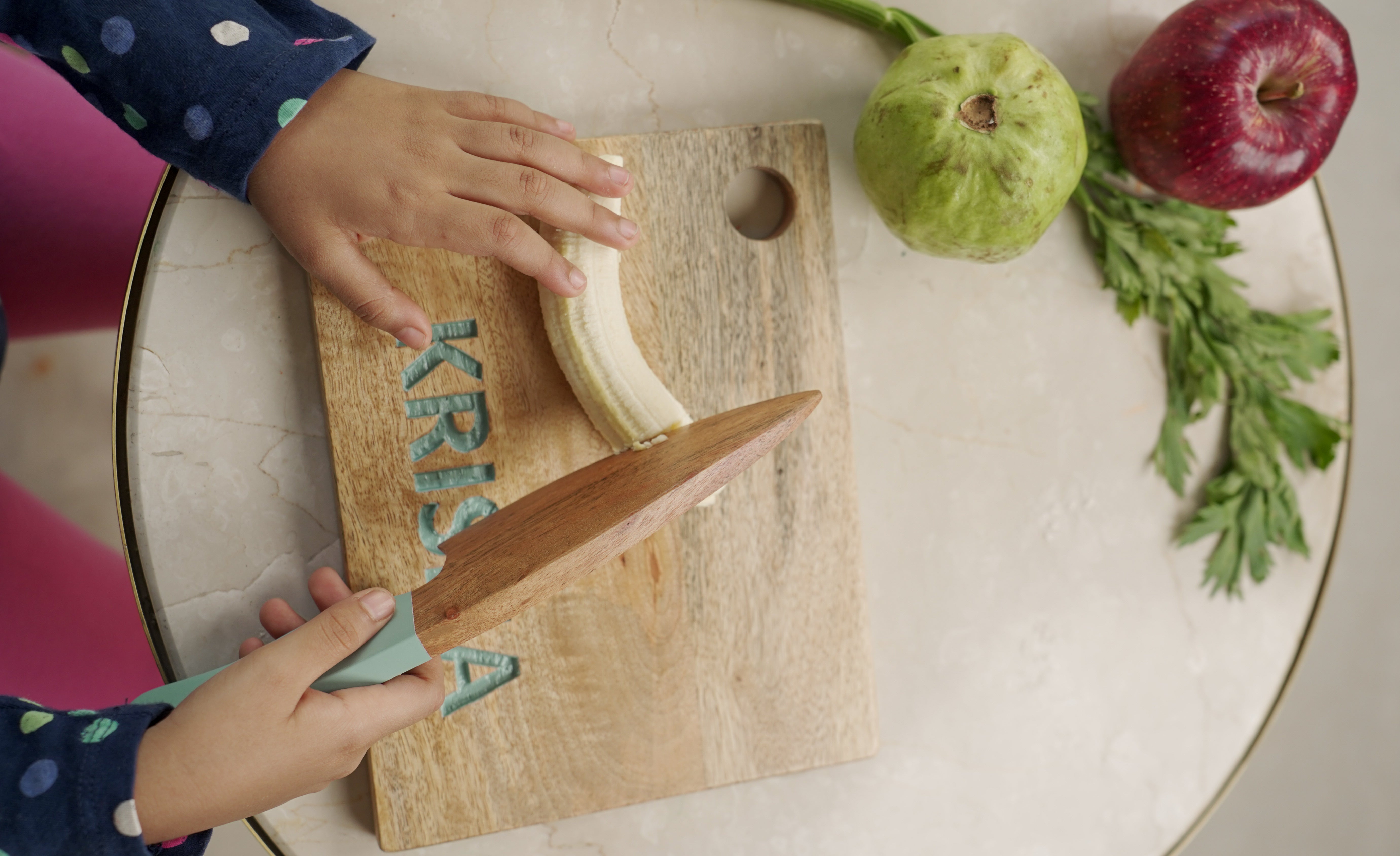 Chopping Board with Mini Knife - Toddler special | Montessori Practical Life Skills | Kids Cooking Knife | Customised Chopping Board | 1 Year - 4 Years