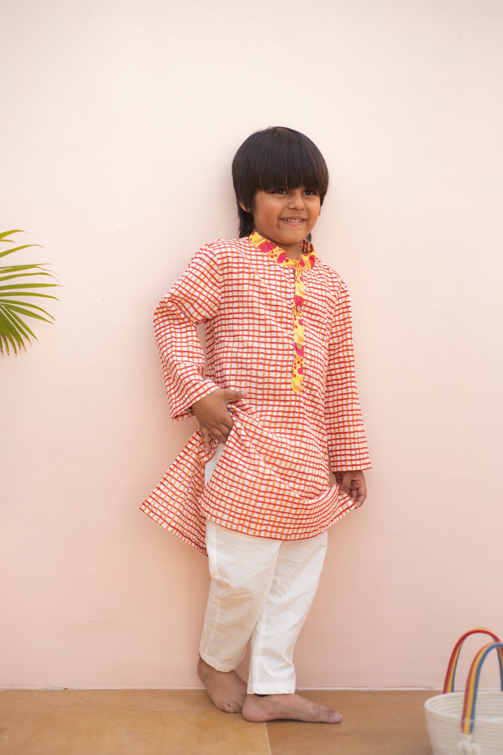 Red Checks Kurta - Totdot