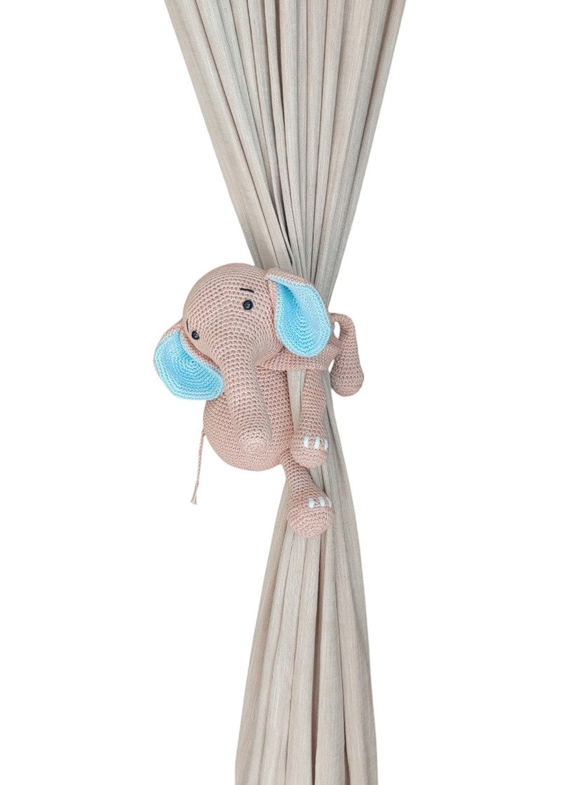 Animal - Elephant Blue Curtain Tie / Crochet Toy (Design 2)