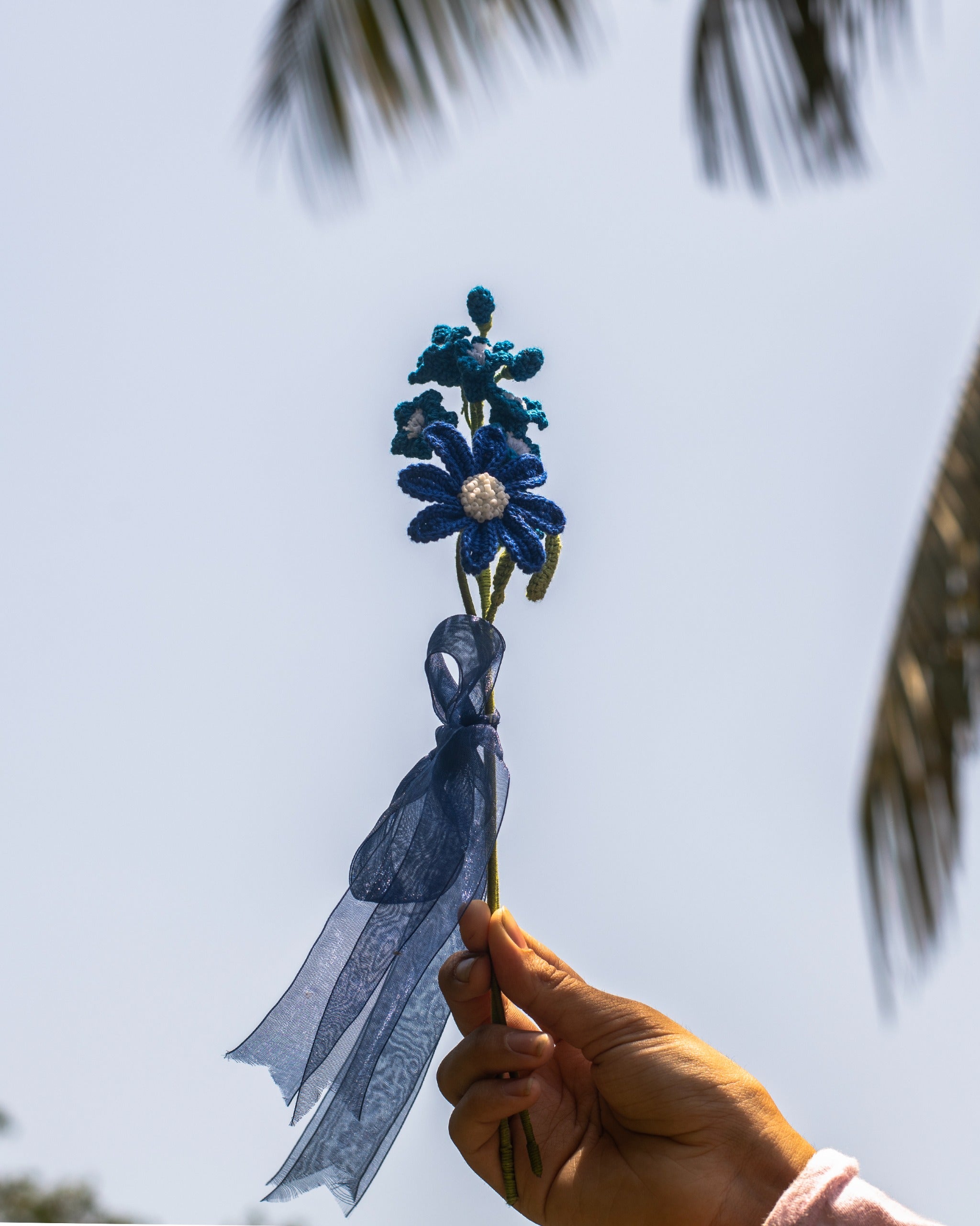 Handmade Blue Daisy Crochet Bouquet - Mother’s Day Gift Idea