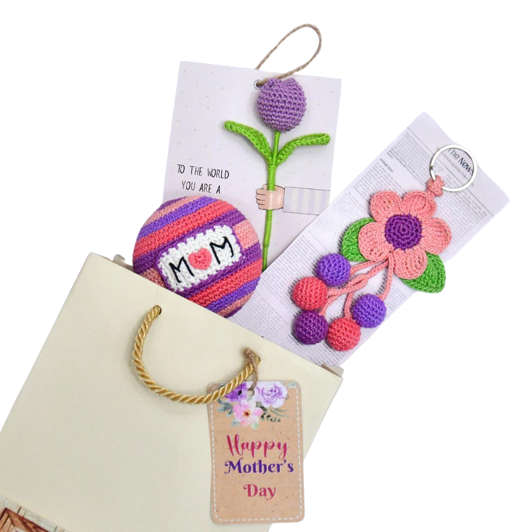 Violet Vibes:Handmade Crochet Mother’s Day Hamper Gift Bag