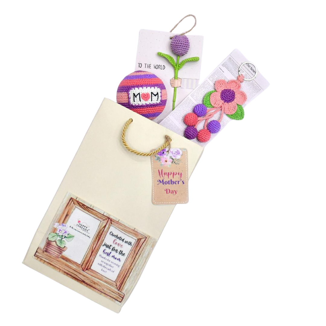 Violet Vibes:Handmade Crochet Mother’s Day Hamper Gift Bag