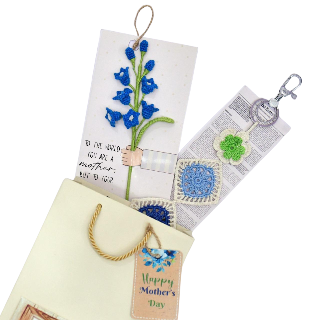 Indigo Bloom – Elegant Blue Crochet Hamper for Mother's Day