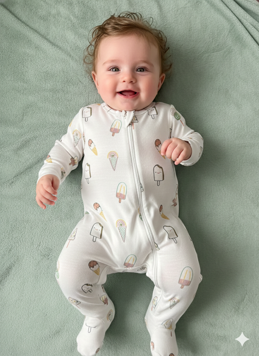 Popsicles print organic cotton sleepsuit