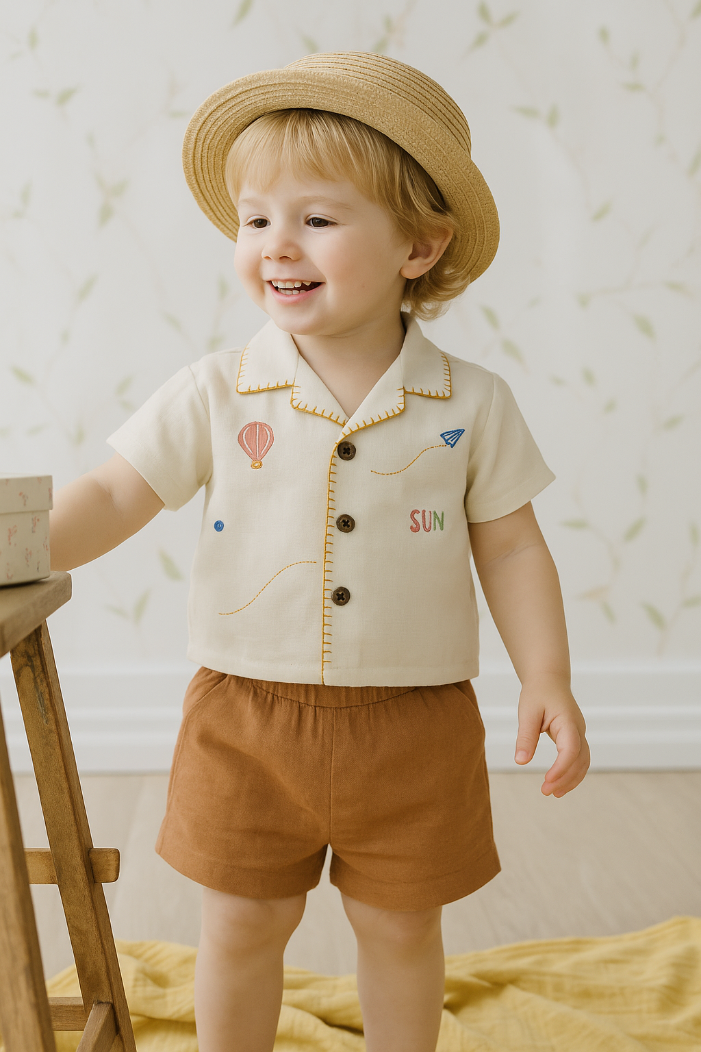 Embroidered Shirt & Short Set