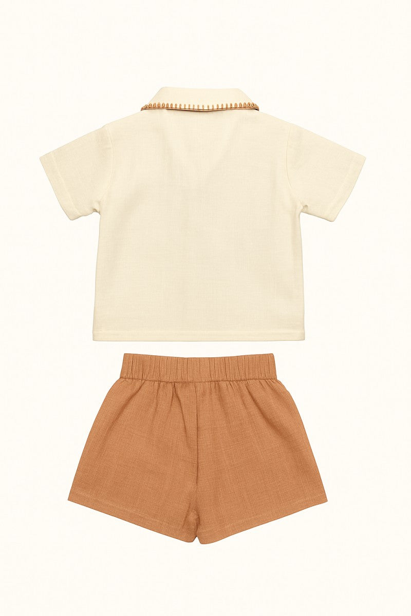 Embroidered Shirt & Short Set