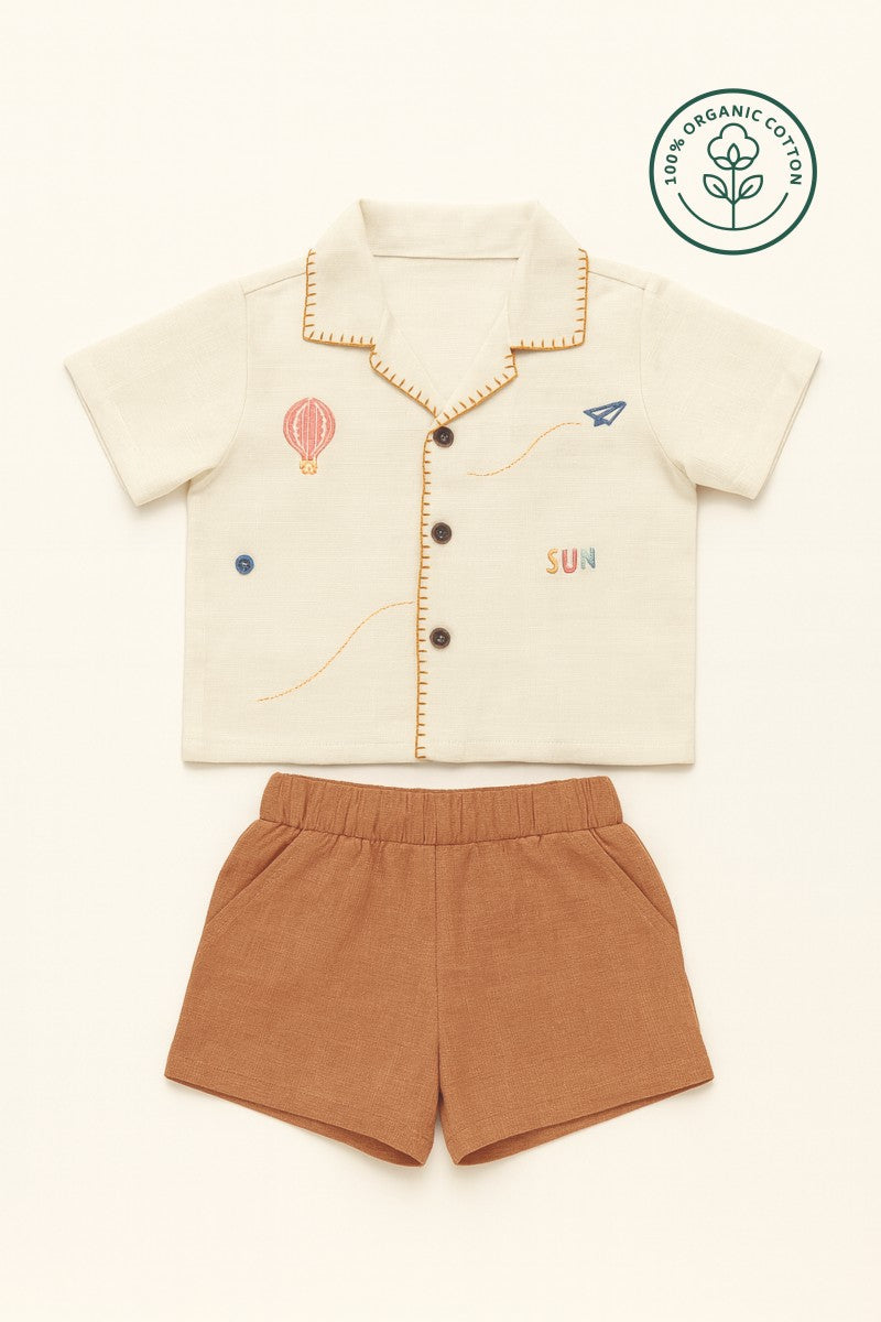 Embroidered Shirt & Short Set