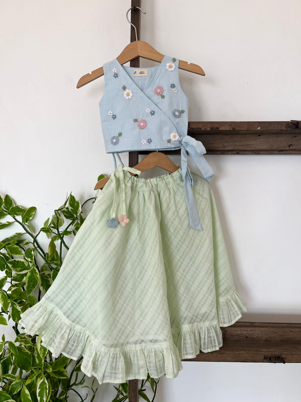 Seaside florals-Blue and green ethnic girls set