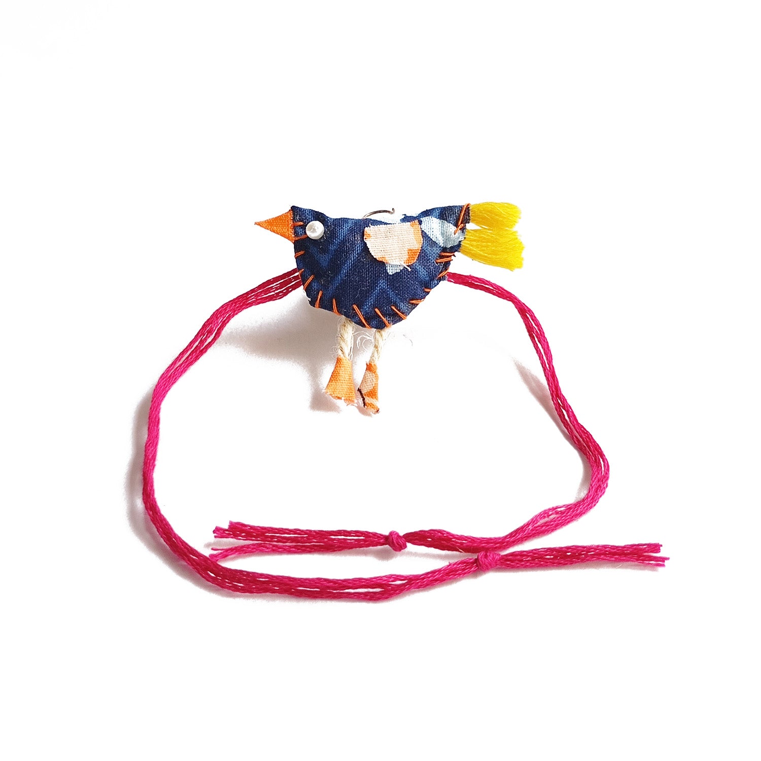 Bird Fabric Rakhi - Converts To A Key Charm