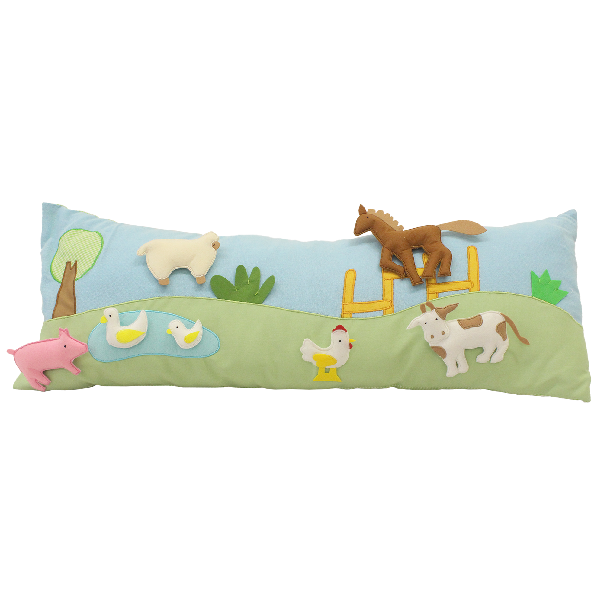 Farm Animals - Green Long Cushion Cover - Pop Ups