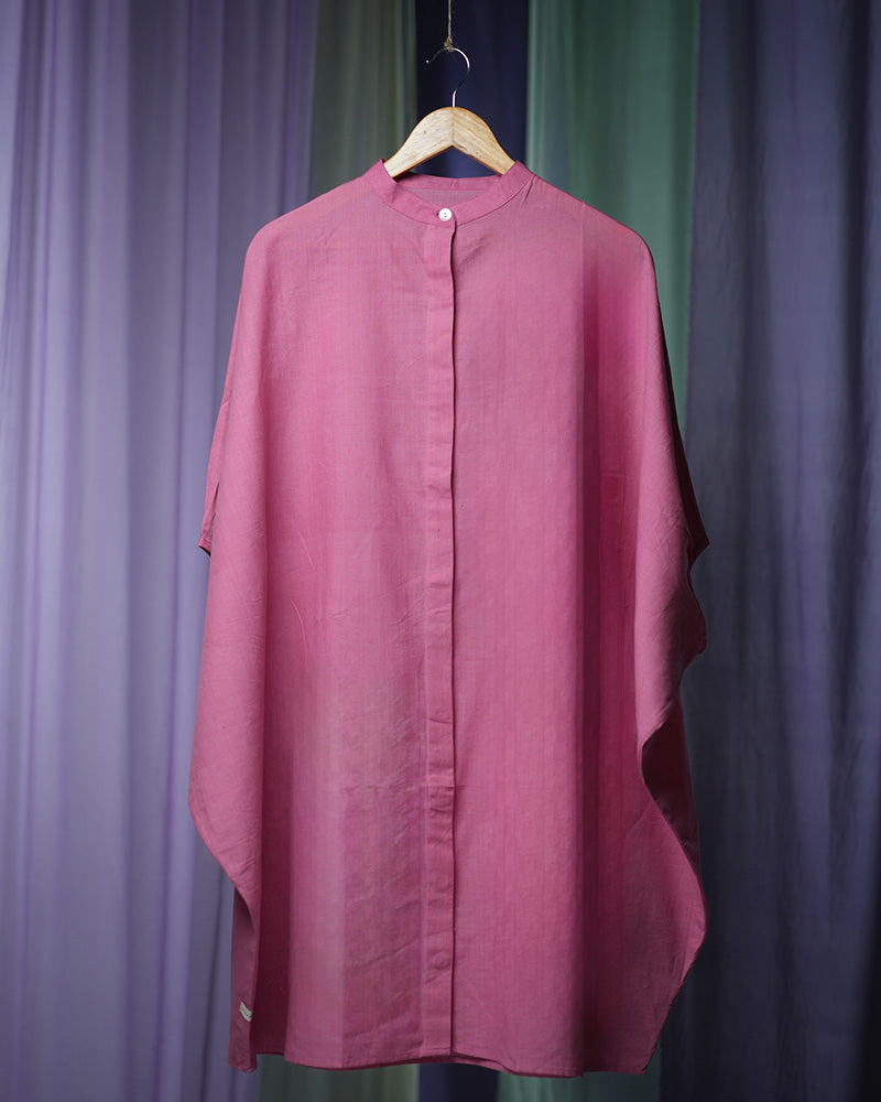 Peony Pink Women's Free Size Shirt Dress In Handwoven Cotton