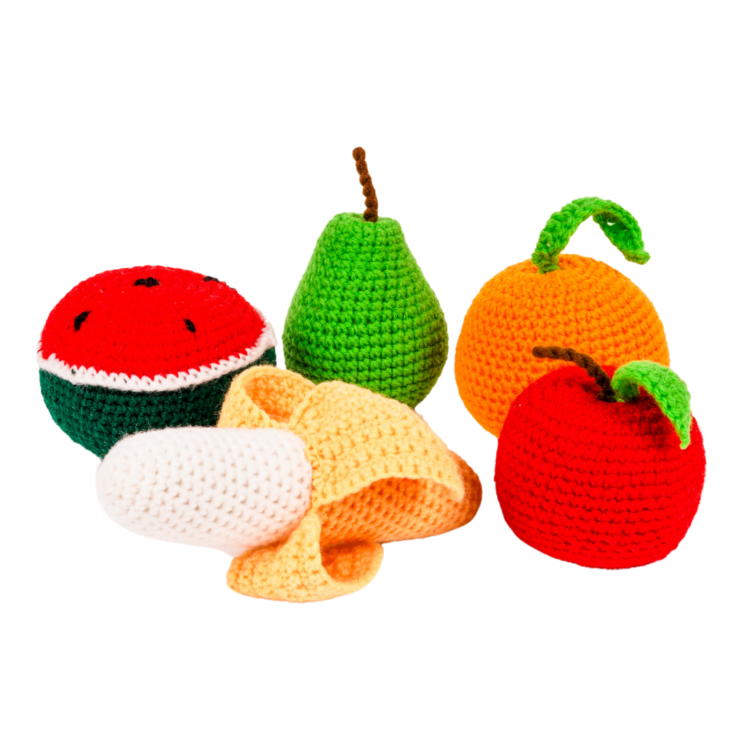 Crochet Fruit Toys | Pretend Play Plush Toys for Kids - Stuffed Toys for Babies 5 Pcs