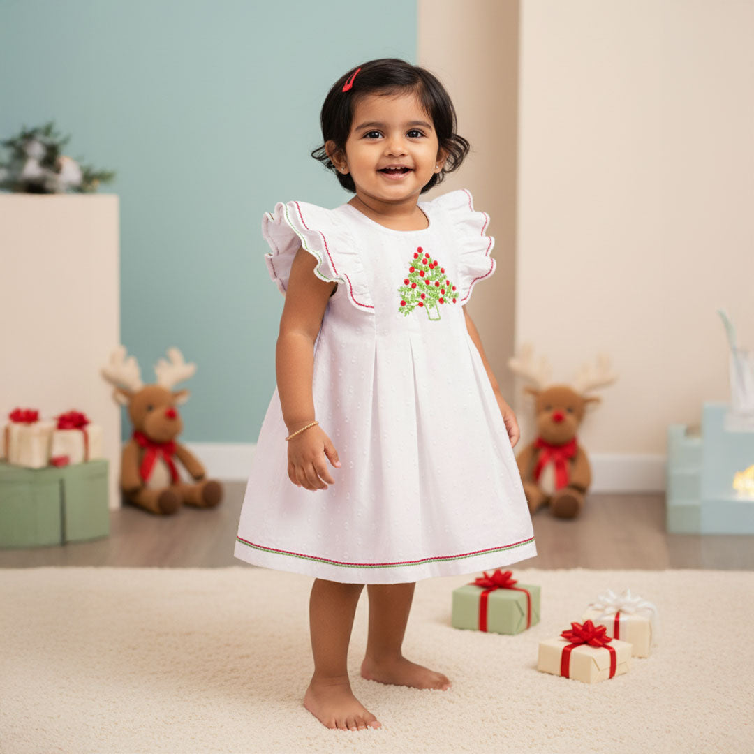 Embroidered Dress - Xmas Tree