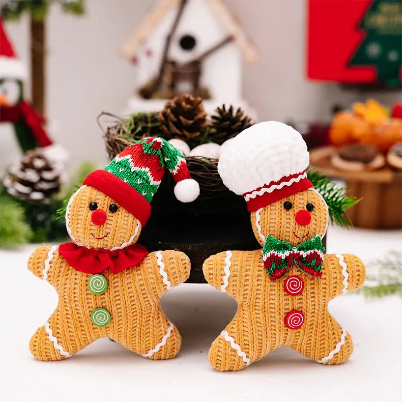 Handmade Knitted GingerBread Ornaments - Set of 2