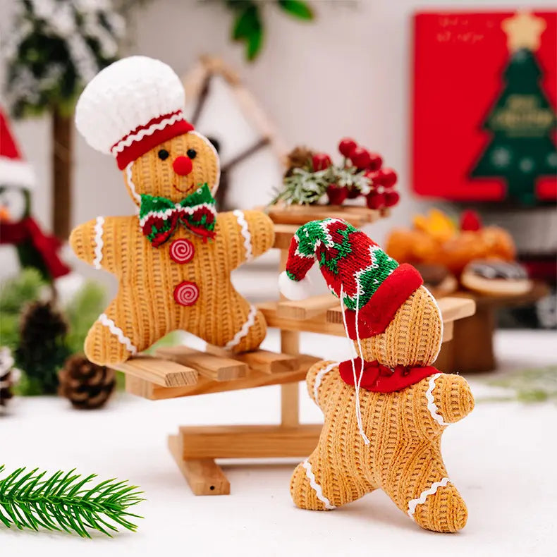 Handmade Knitted GingerBread Ornaments - Set of 2