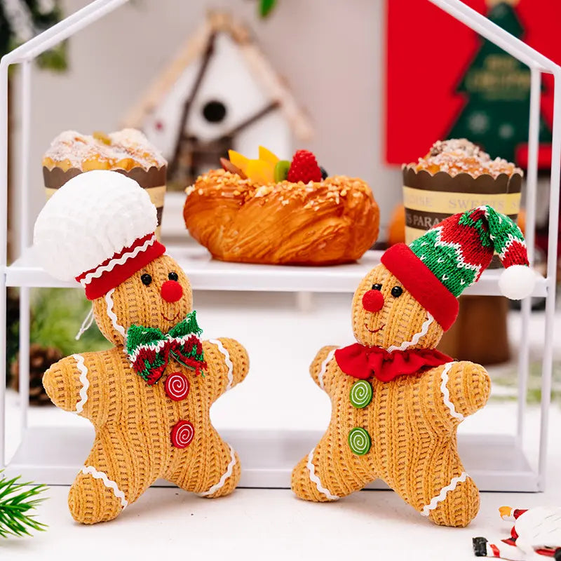 Handmade Knitted GingerBread Ornaments - Set of 2