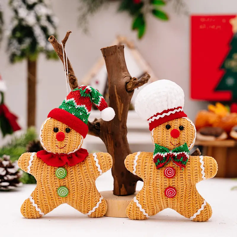 Handmade Knitted GingerBread Ornaments - Set of 2