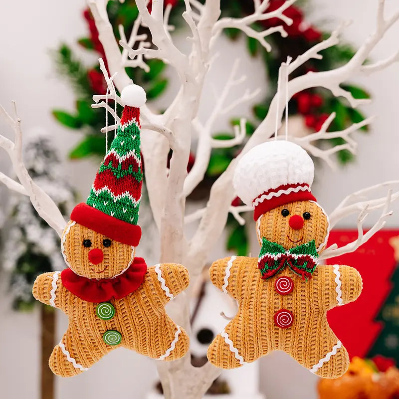 Handmade Knitted GingerBread Ornaments - Set of 2