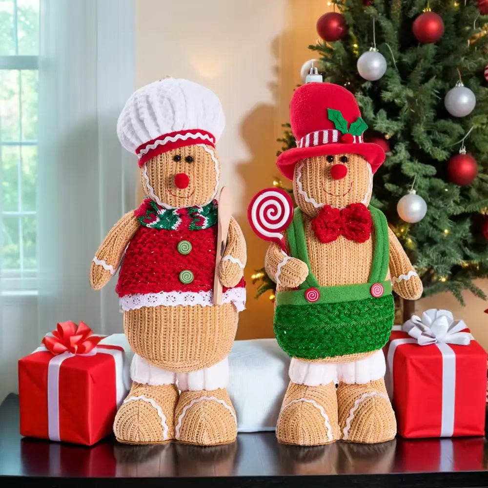 Handmade Knitted GingerBread Stuffed Figurine - Lollipop Delight