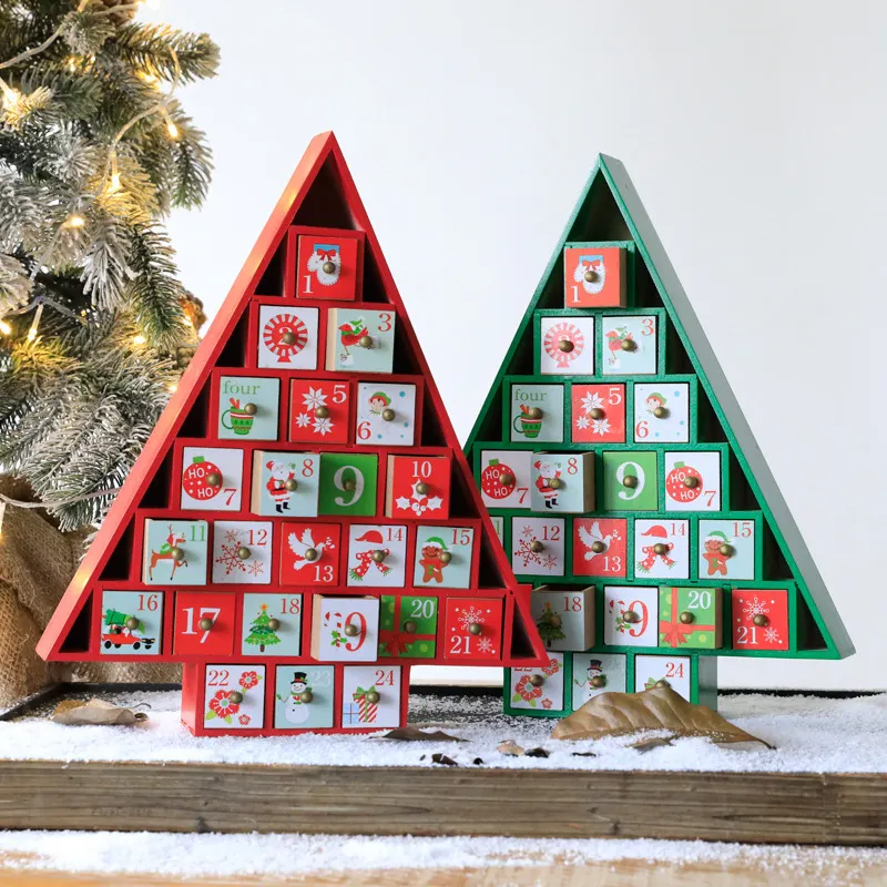 Green Tree of Treasures - Wooden Advent Calendar