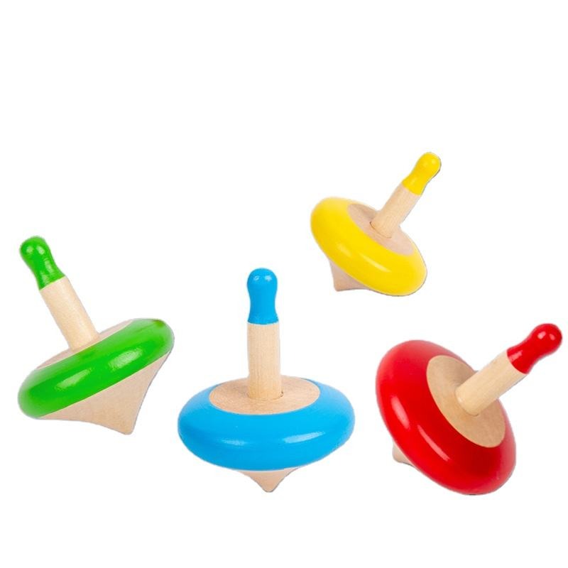 Colorful Wooden Spinning Tops Set (Set of 4 colors) (3 Years+)