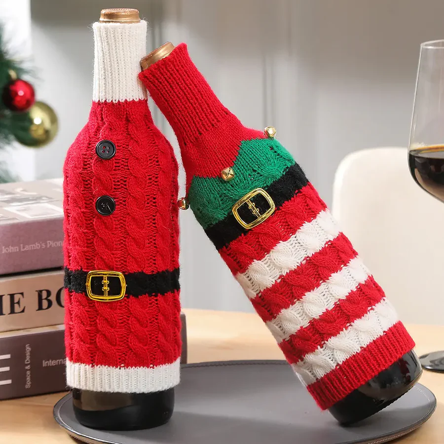 Handmade Knitted Bottle Covers - Set of 4