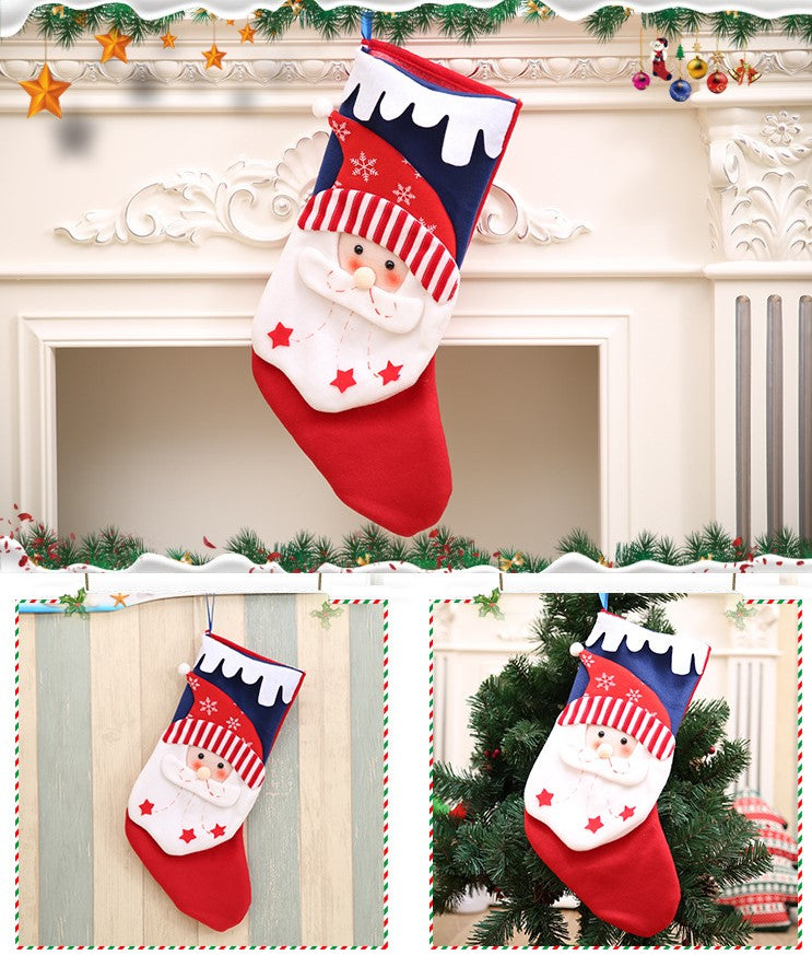 Snowy Scallop And Muffler Stockings - Happy Santa