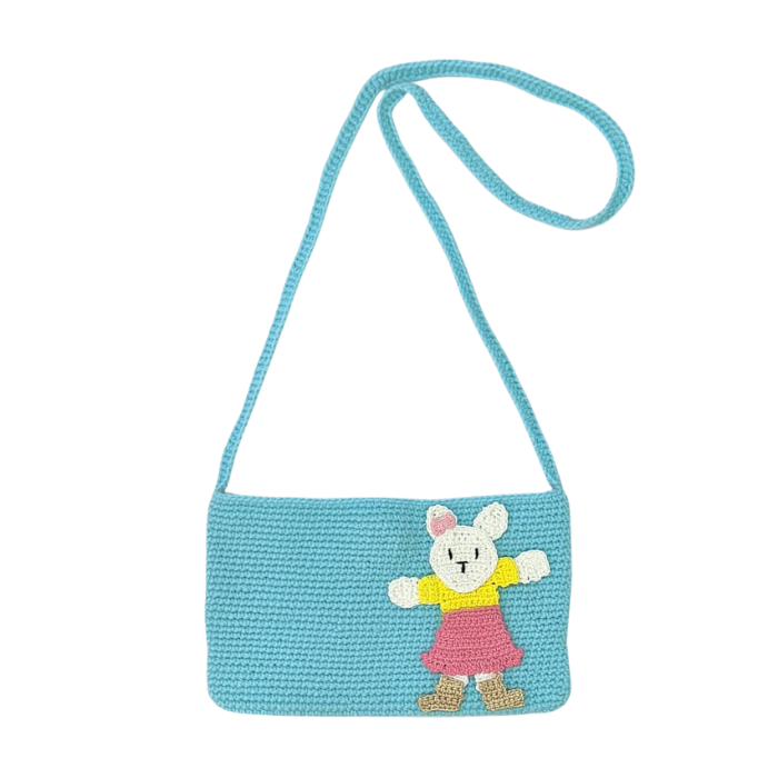 Blue Rabbit Purse Set - Handcrafted Crochet - Totdot