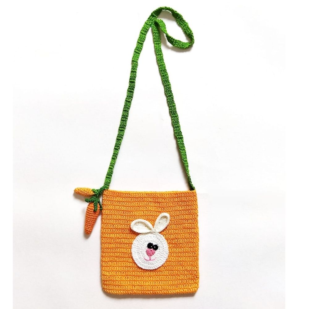 Orange Rabbit Purse - Handcrafted Crochet - Totdot