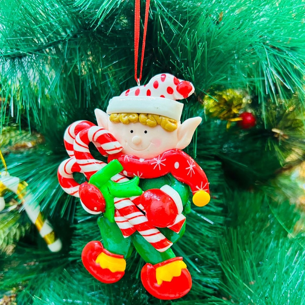 Candy Cane Elf Ornament