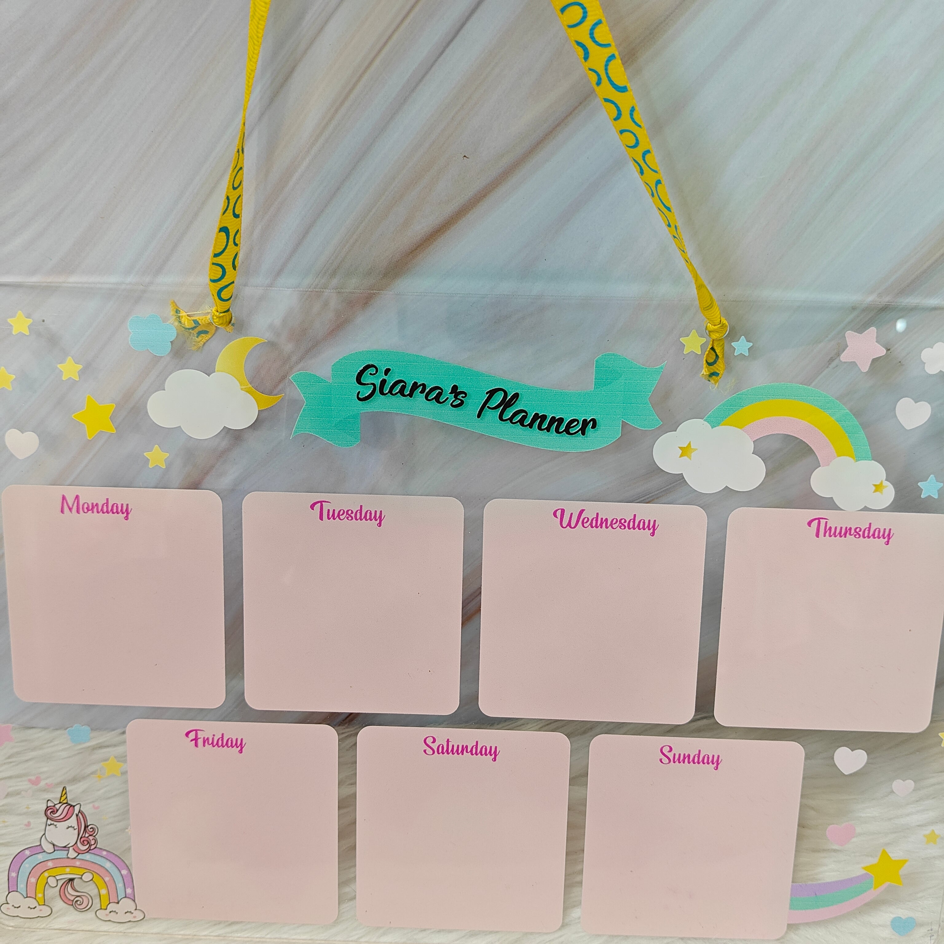 Acrylic planner - Sparkling Unicorn