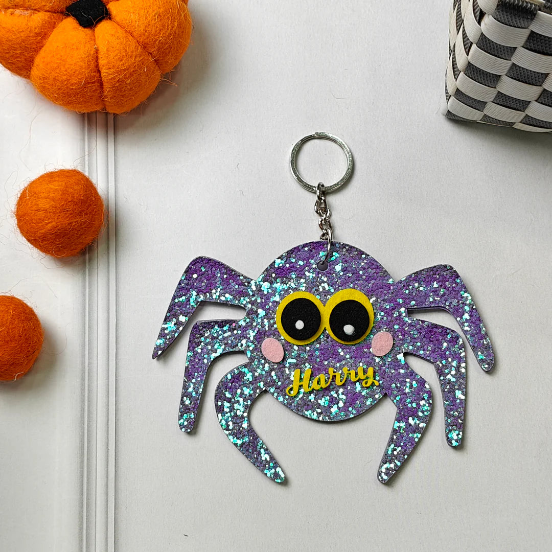 Personalised Halloween Keychain – Sparkle Spider