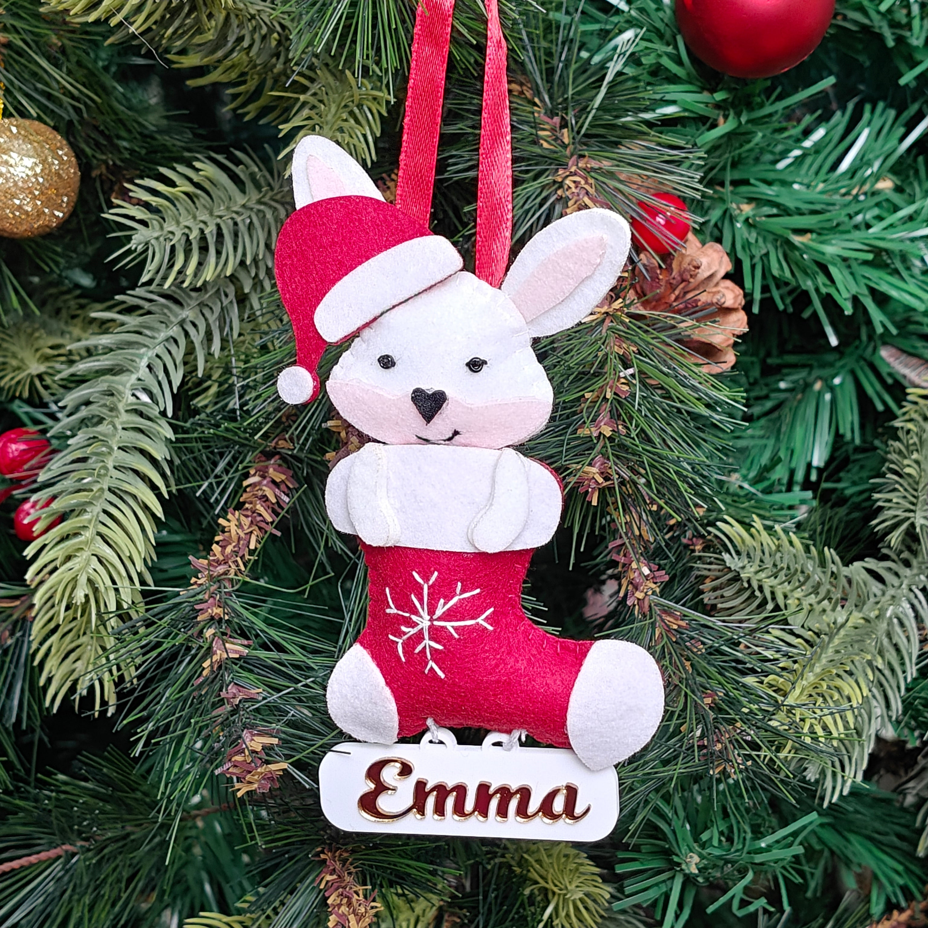 Jolly Bunny Stocking Ornament