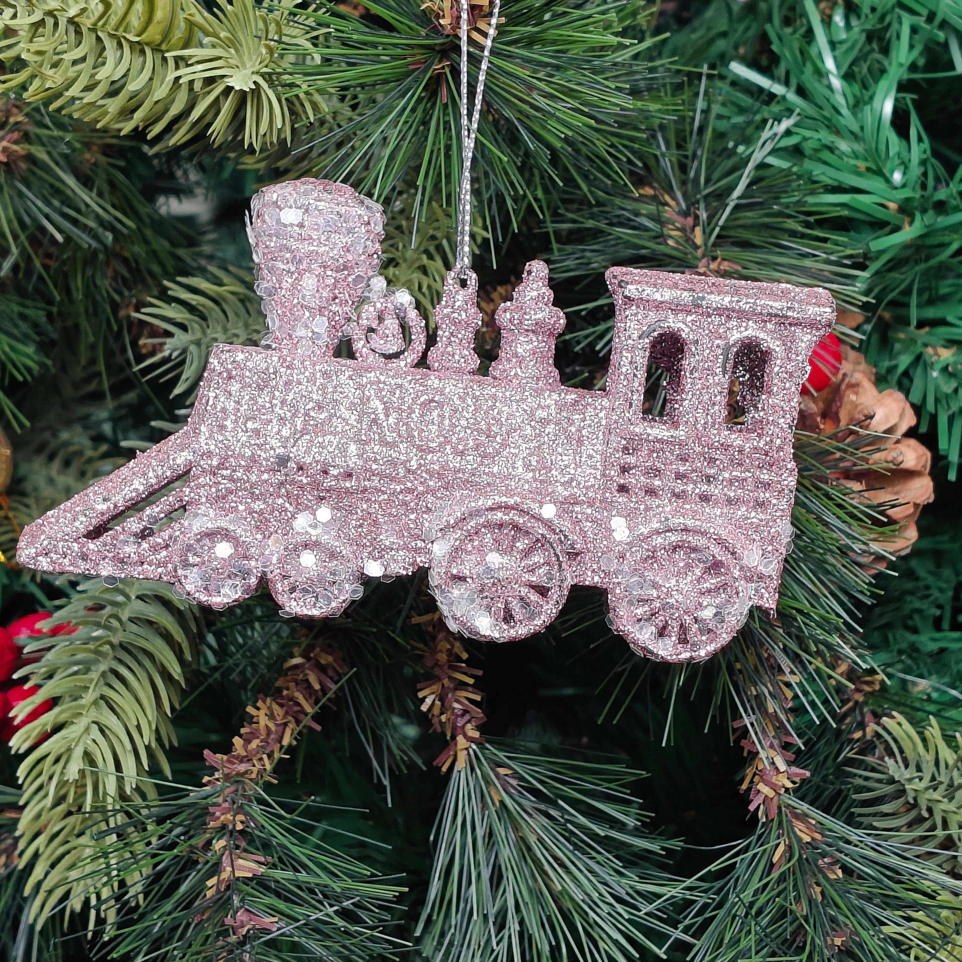 Blush Glitter Train Ornament
