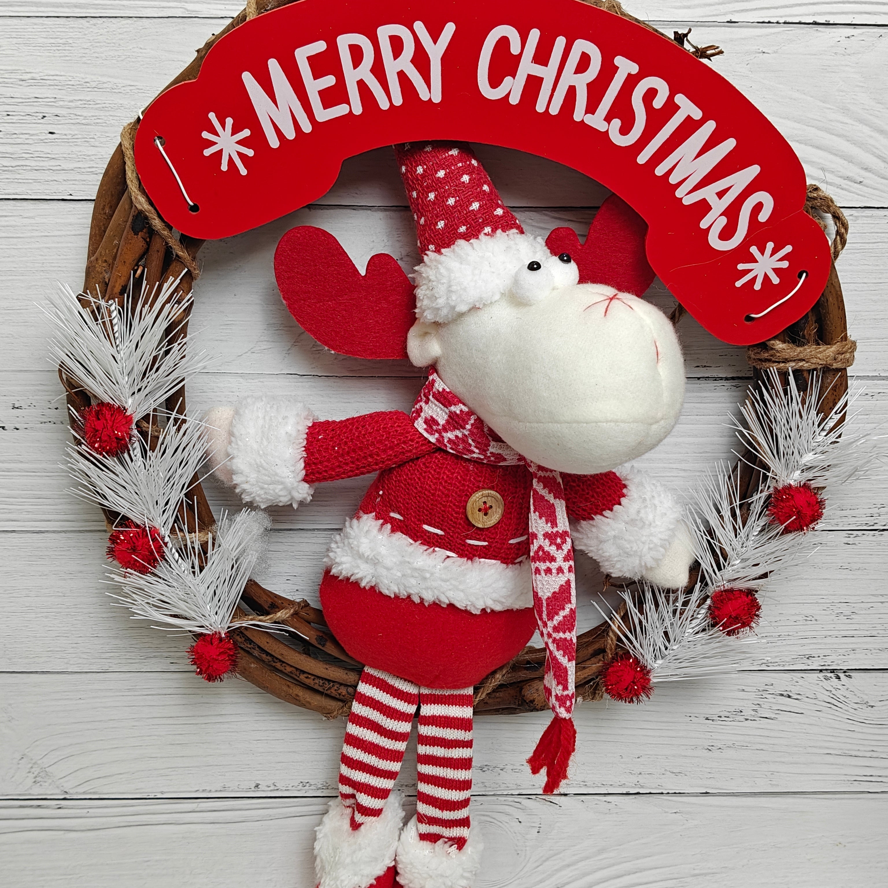 Frosted Joy Wreath - Reindeer