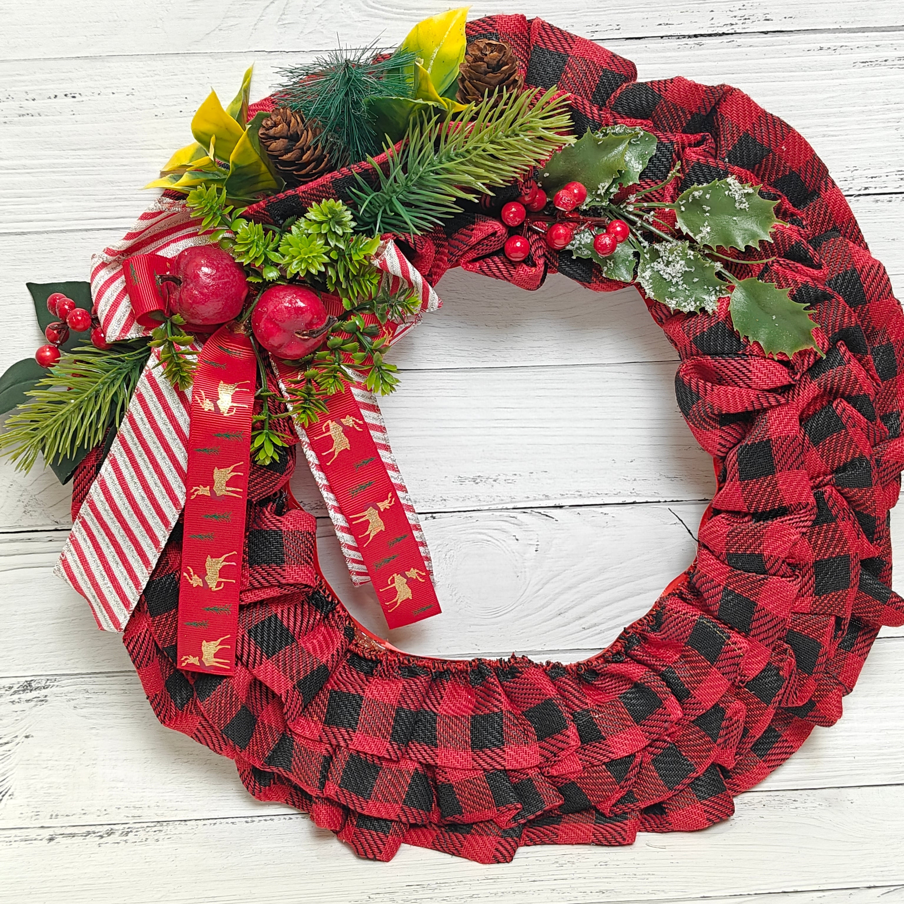 Plaid Charm Holiday Wreath