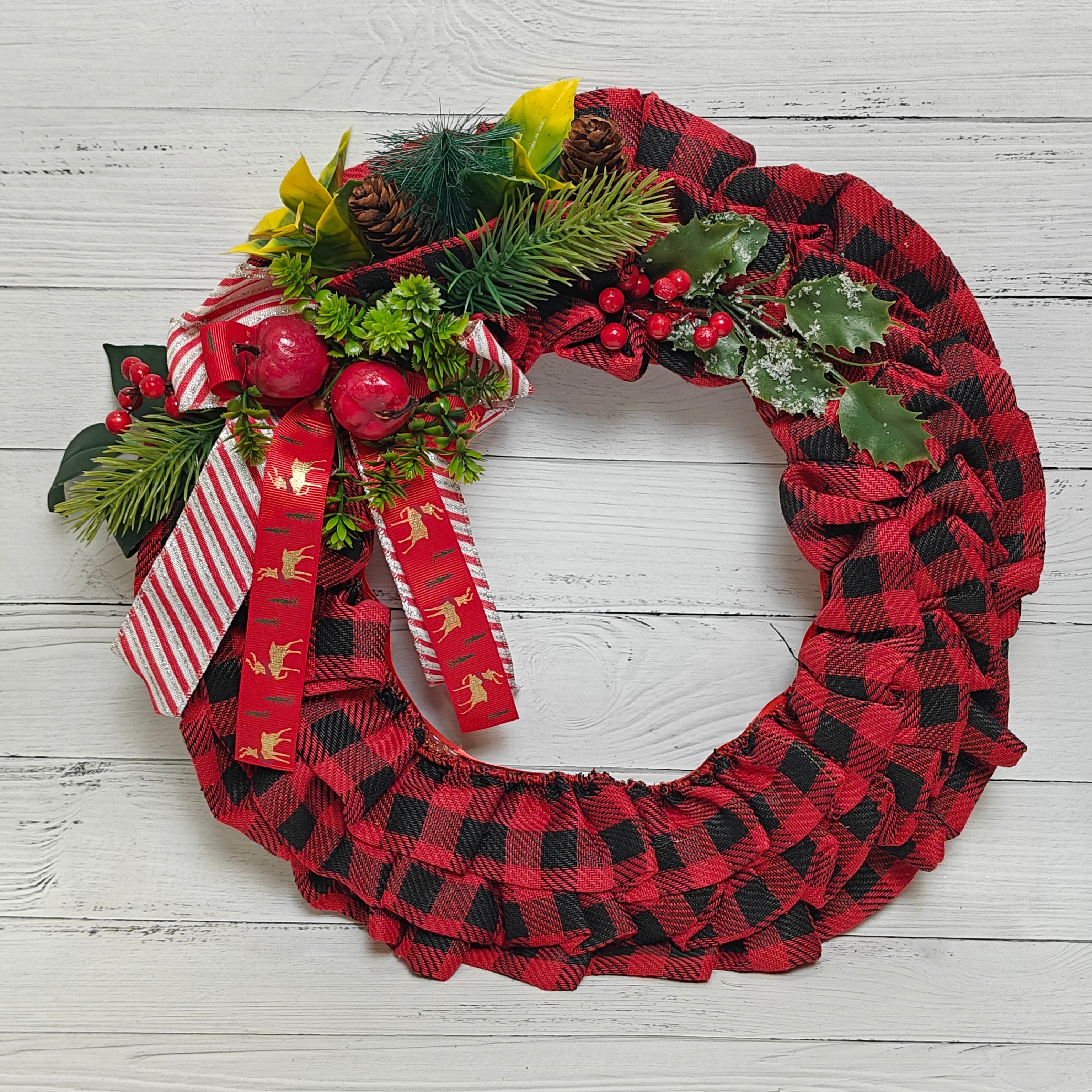 Plaid Charm Holiday Wreath