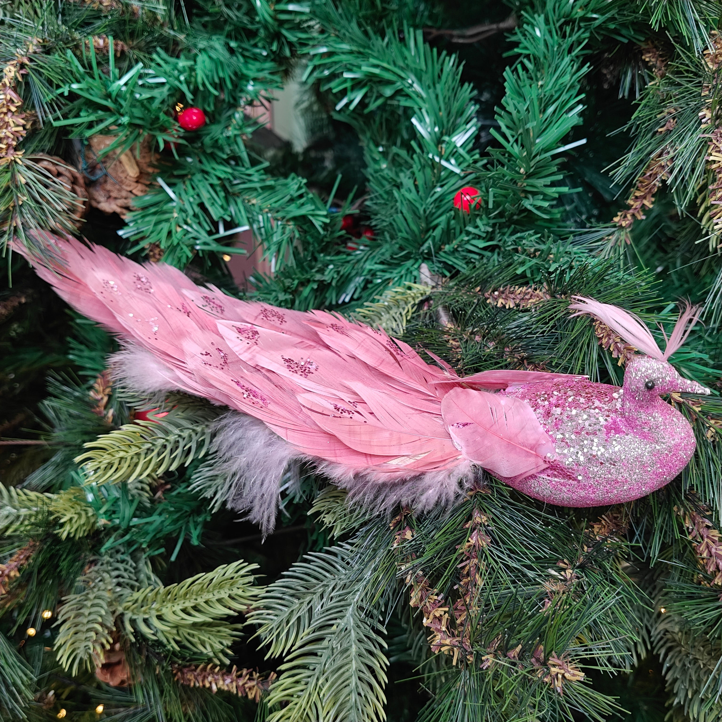 Feather Luxe Clip-On  Peacock Ornament - Set of 3