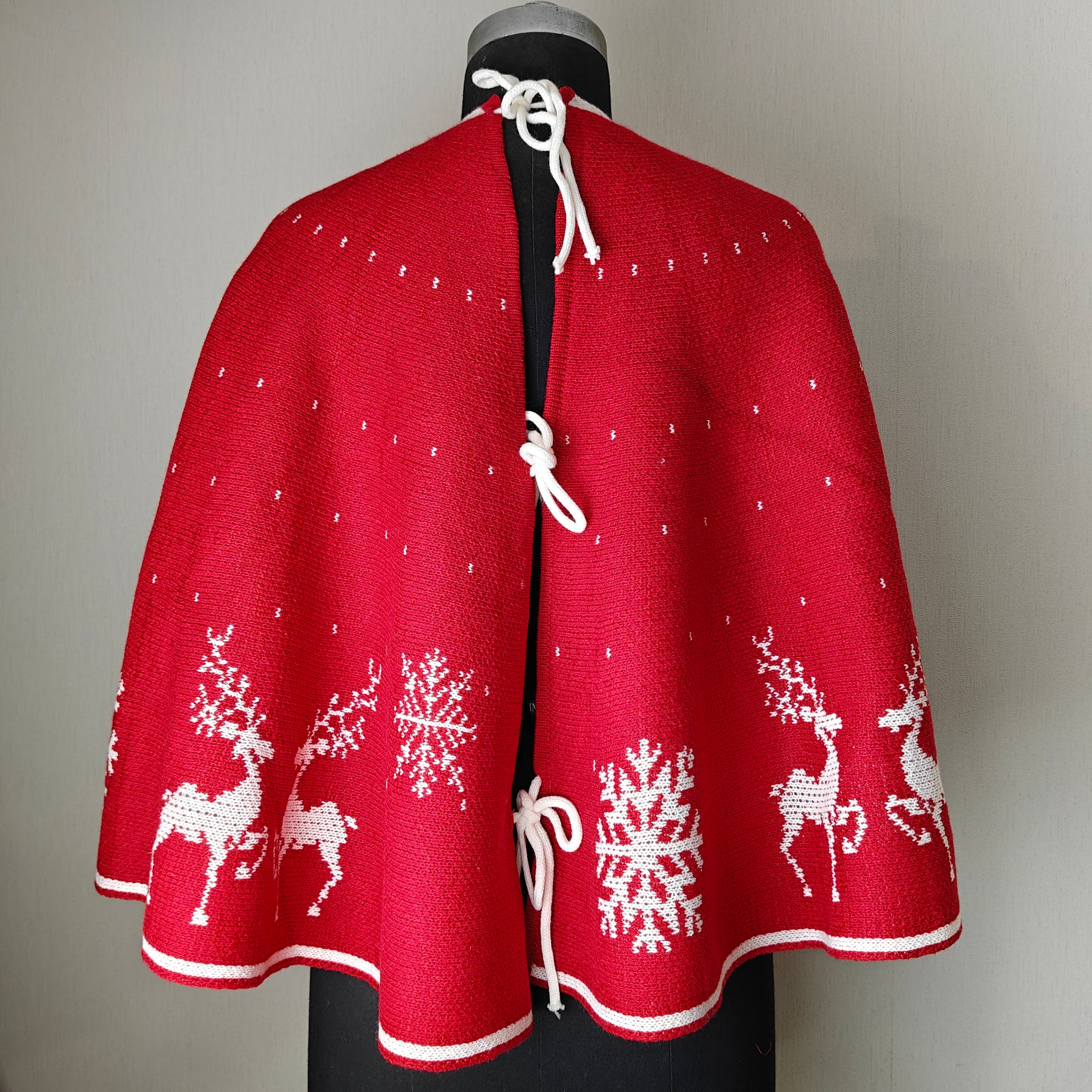 50" Tree Skirt-to-Cape- Snowy Scandinavian Knit