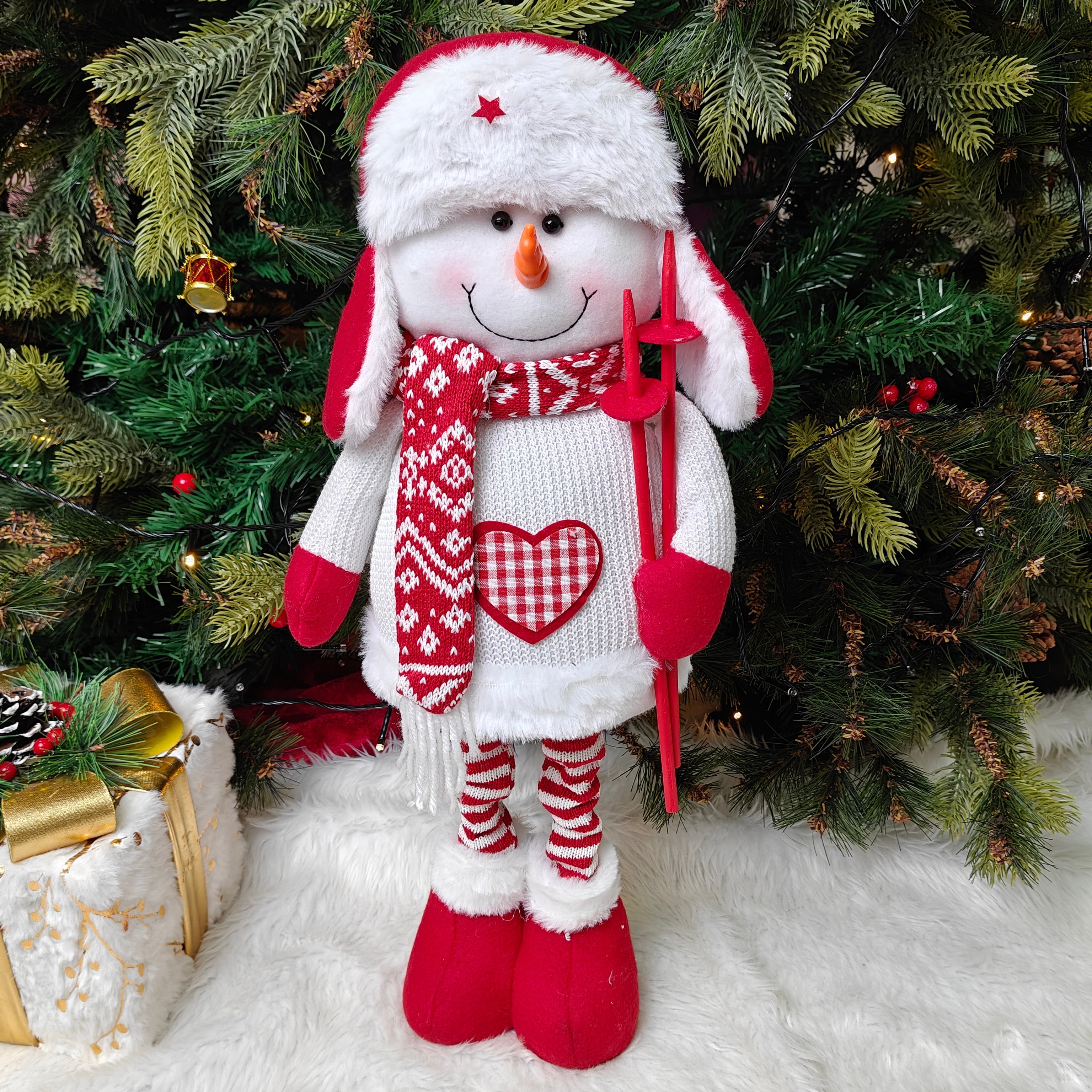 Nordic Holiday Skii Duo - Extendable Legs - Snowman