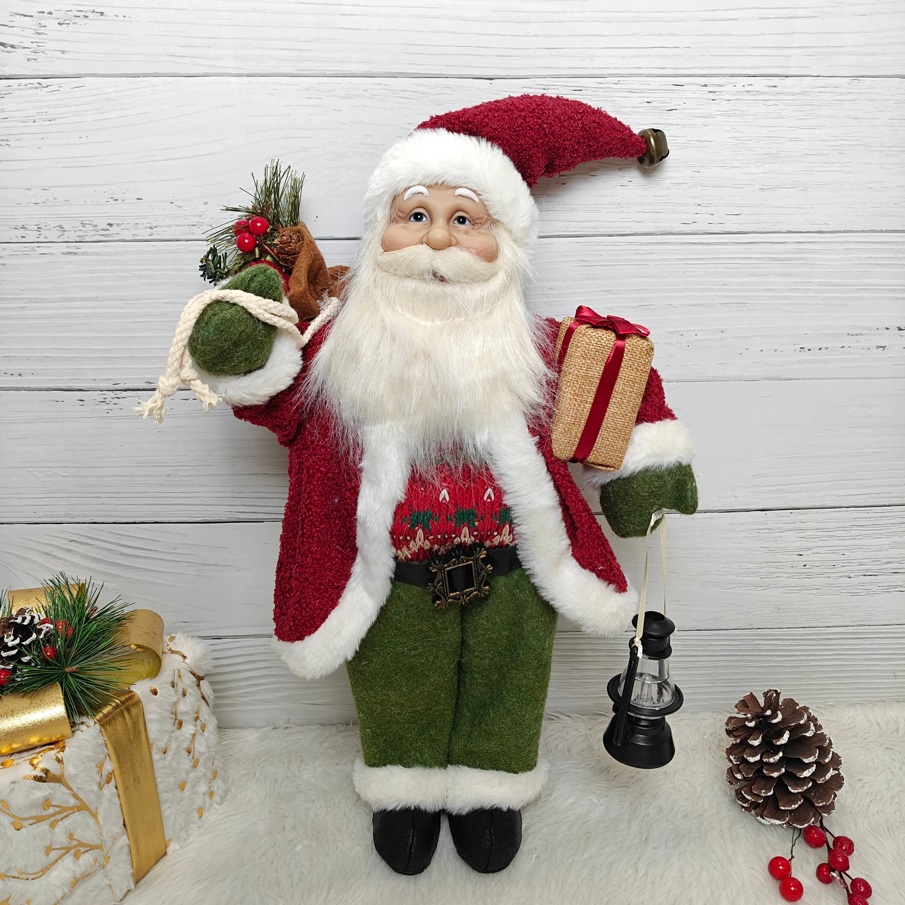 25" Evergreen Lantern Santa