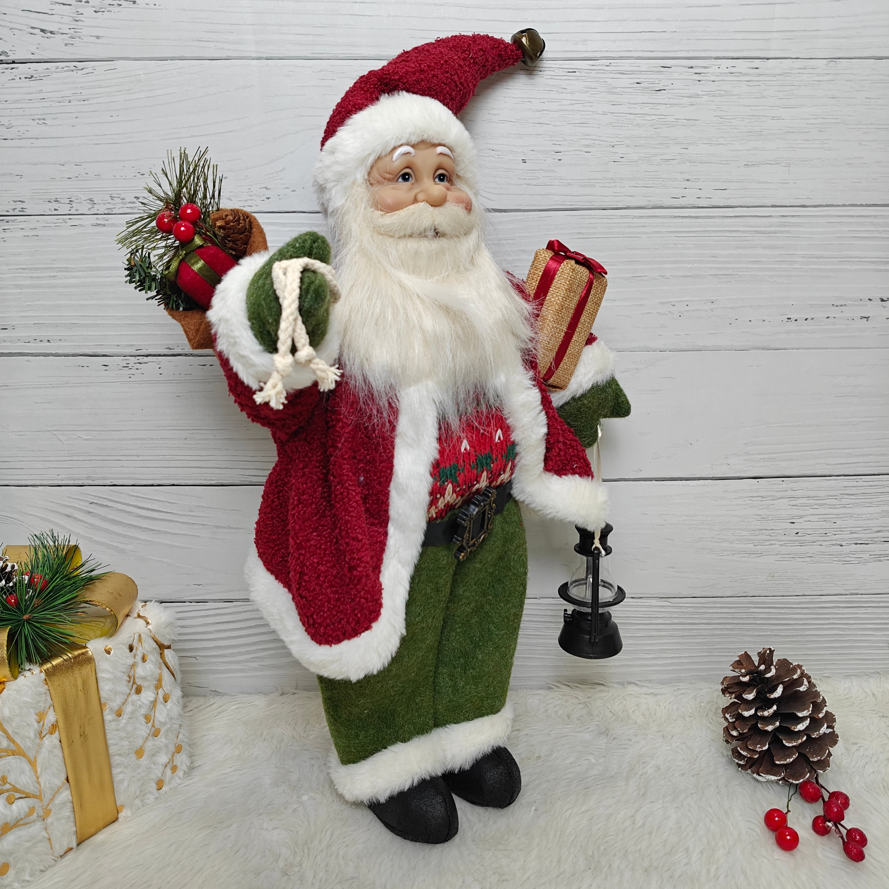 25" Evergreen Lantern Santa
