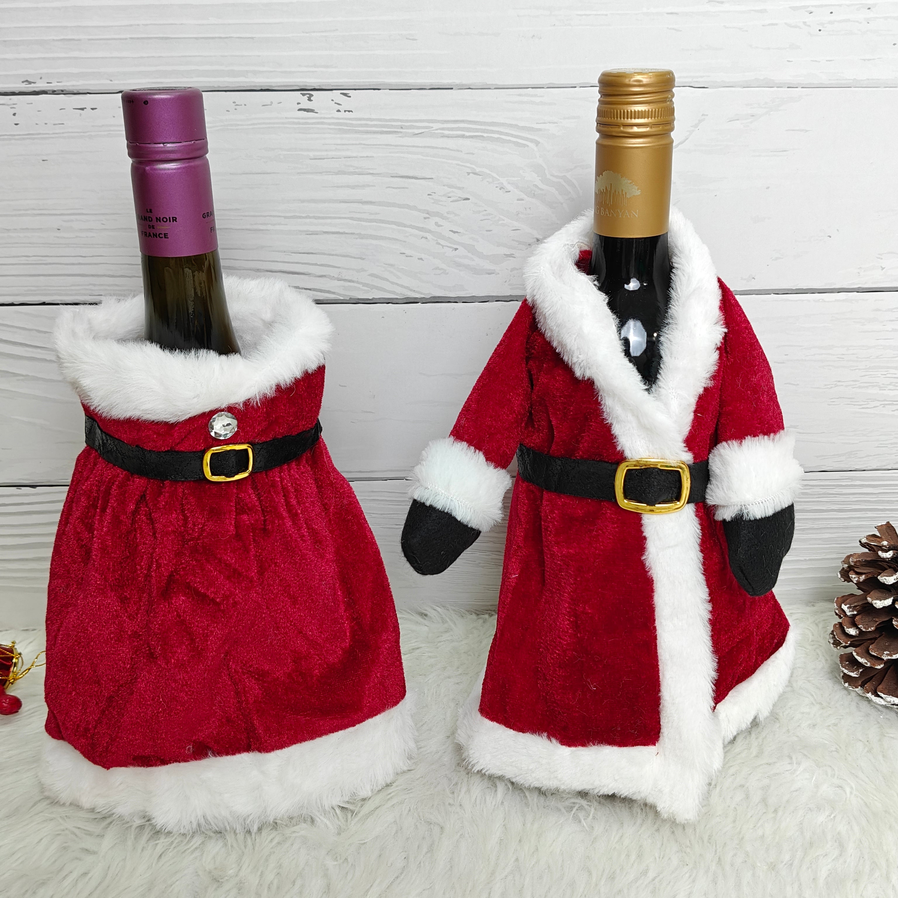 Mr & Mrs. Santa Wine Bottle Covers - Set of 2