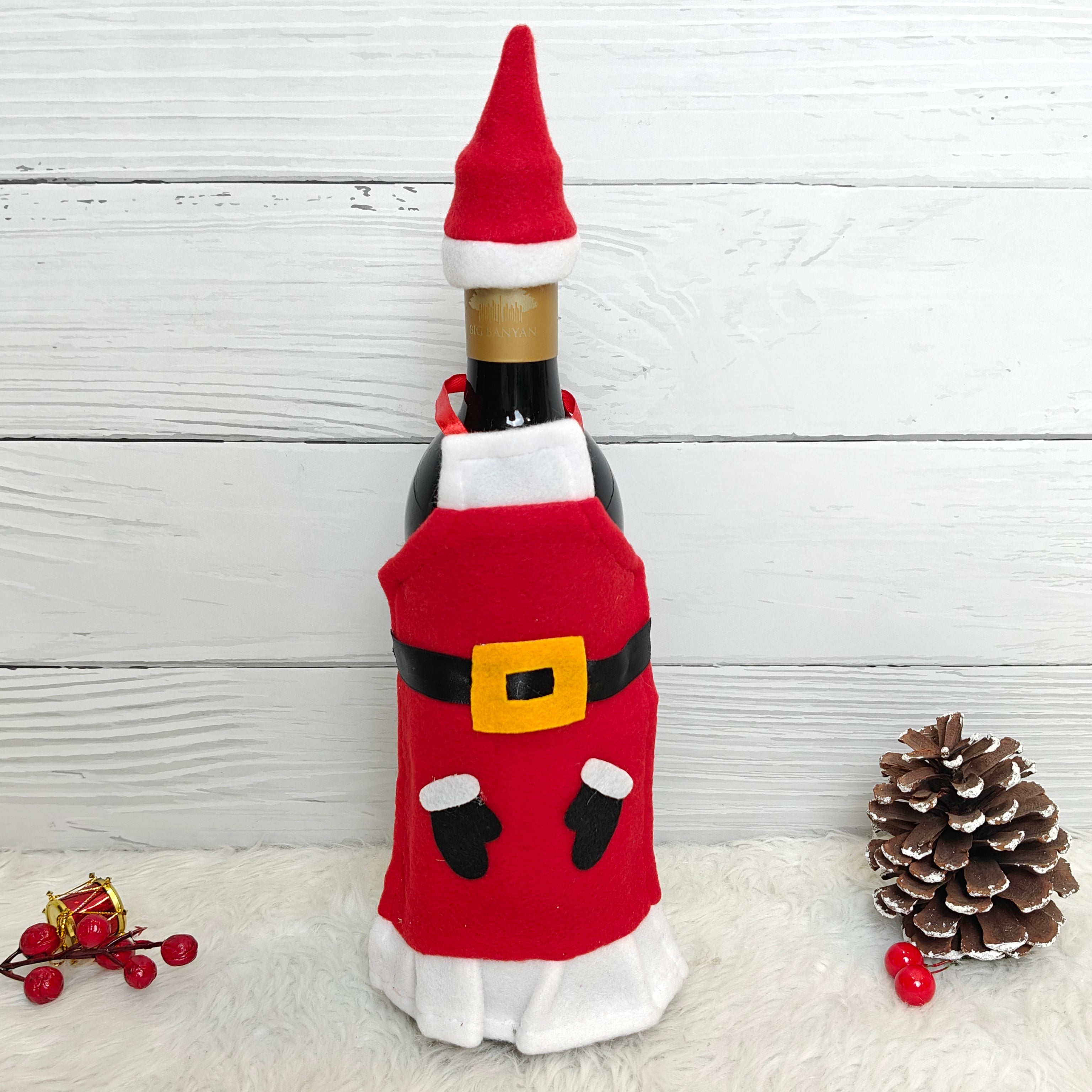 Classic Santa Apron Wine Bottle Cover