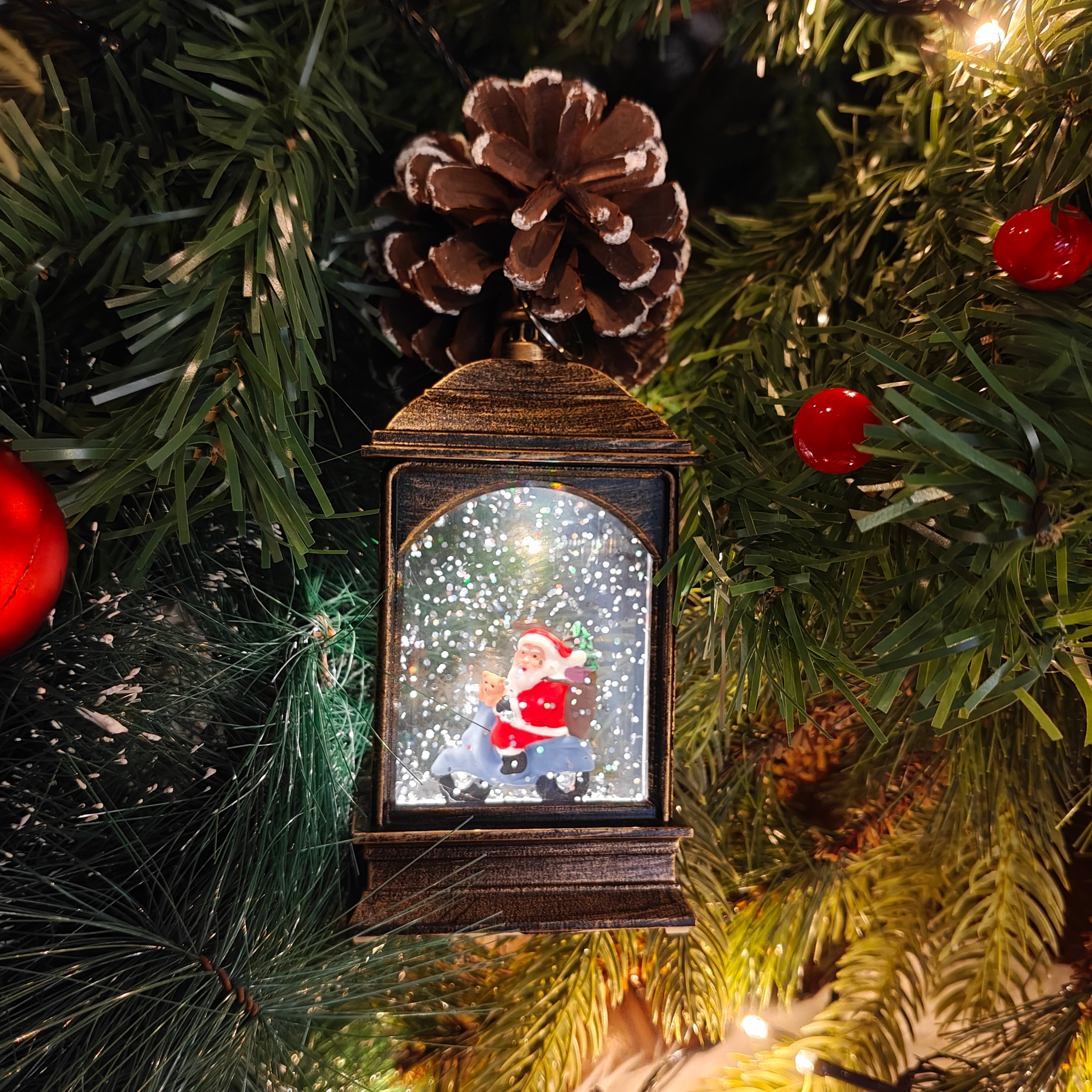 Light-Up Santa Scooter Lantern