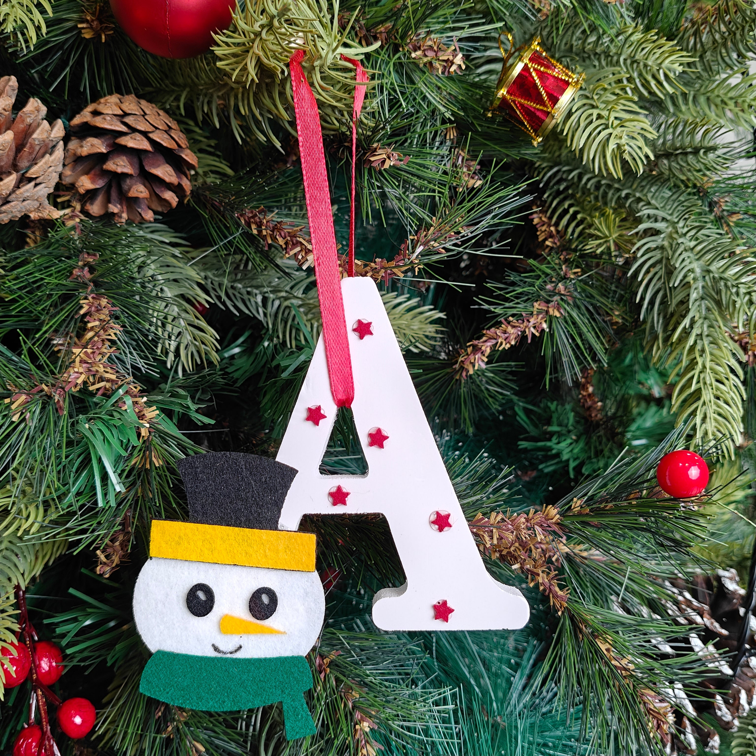 Snowman Monogram Charm Ornament