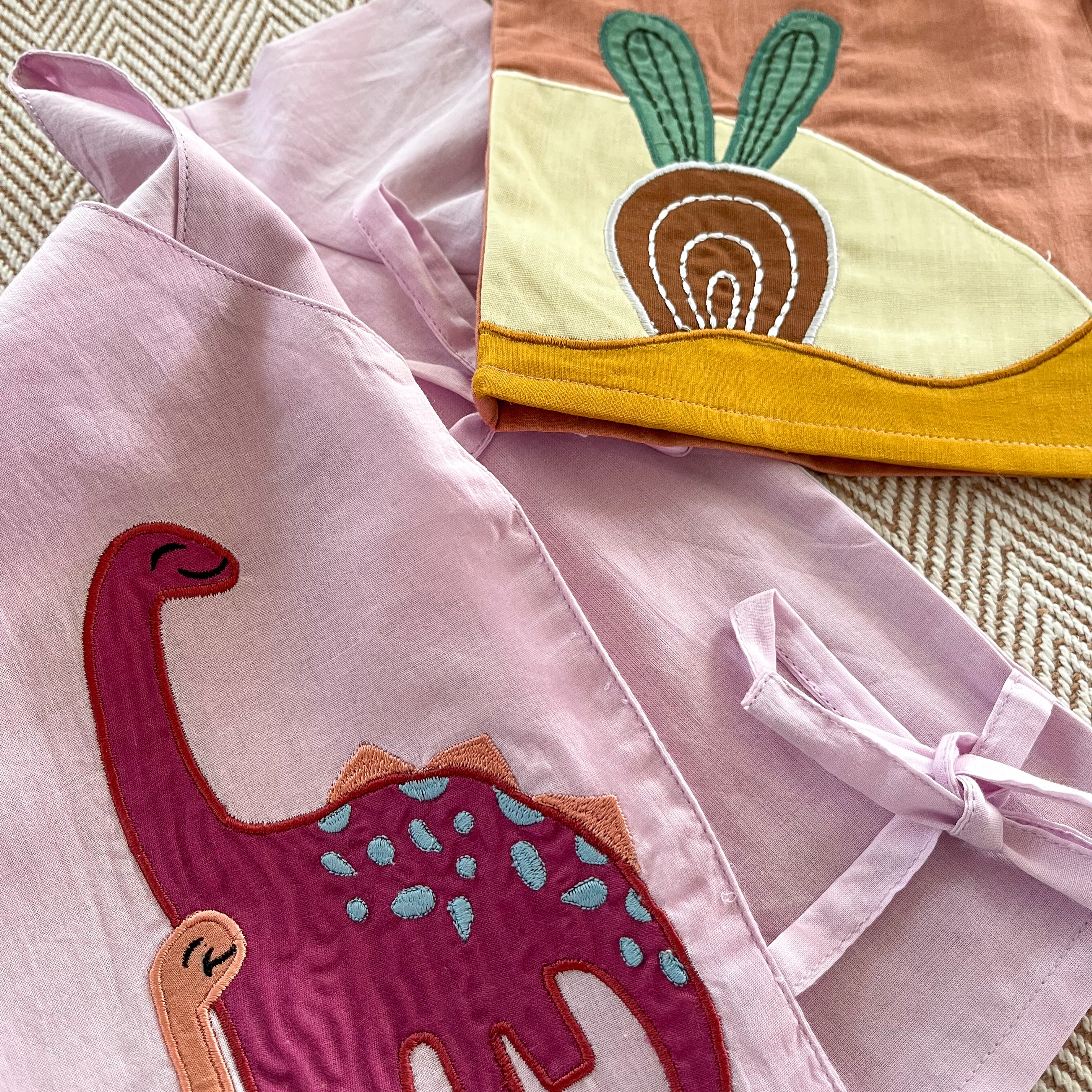 Set of two voile jhablas- Dino and Beetroot - Totdot