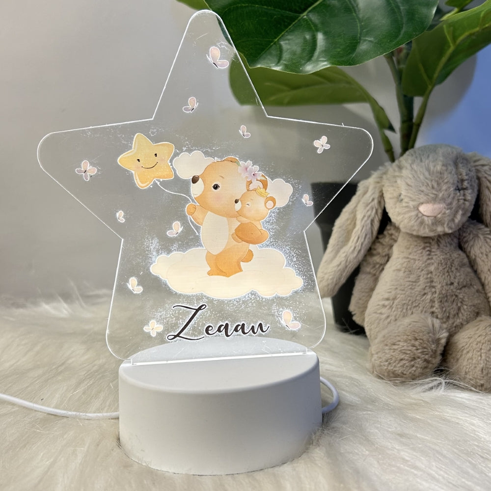 Star Teddy Bear - Acrylic LED Night Lamp