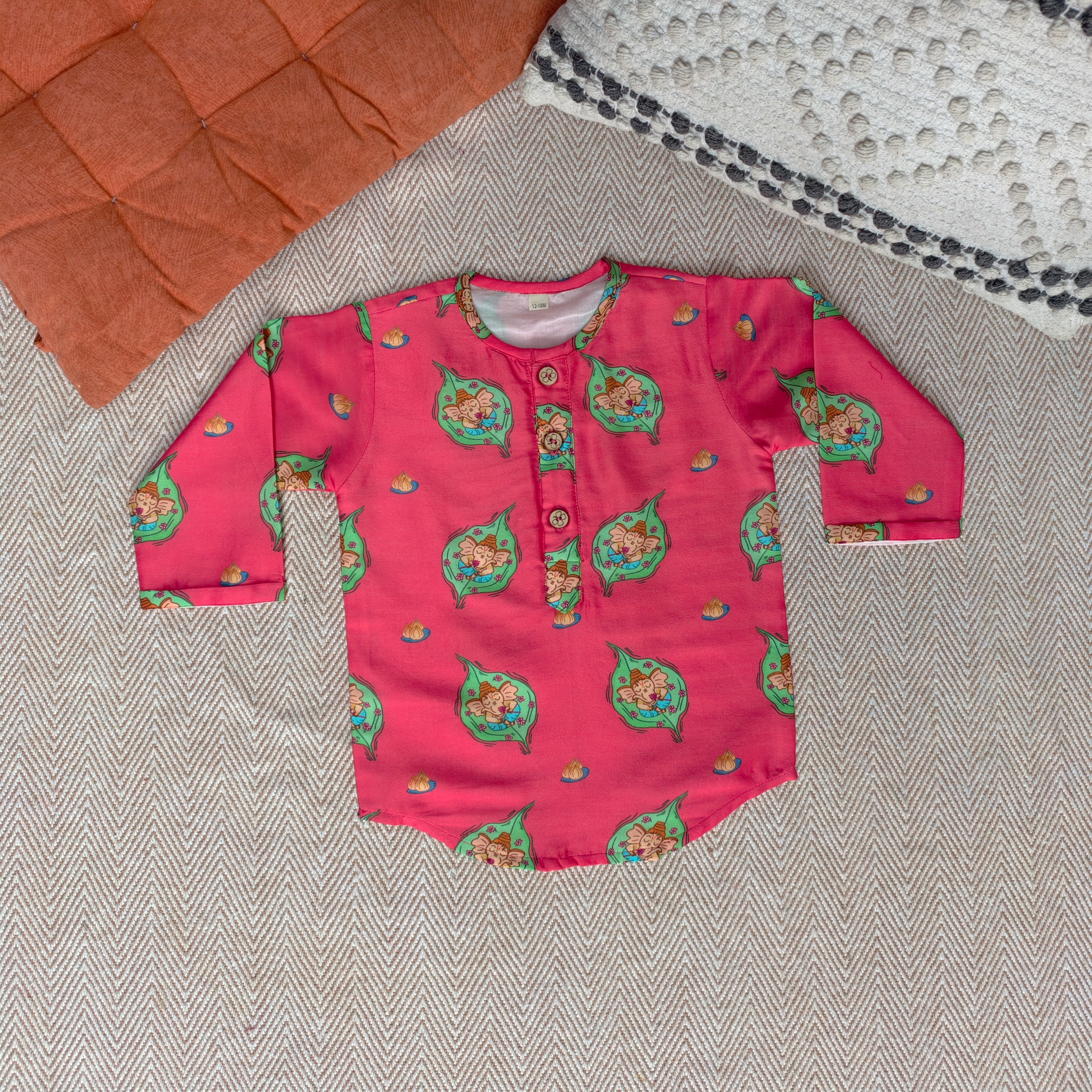 Mul Chanderi Unisex 'In the Light of Lord Ganesha'  Kurta