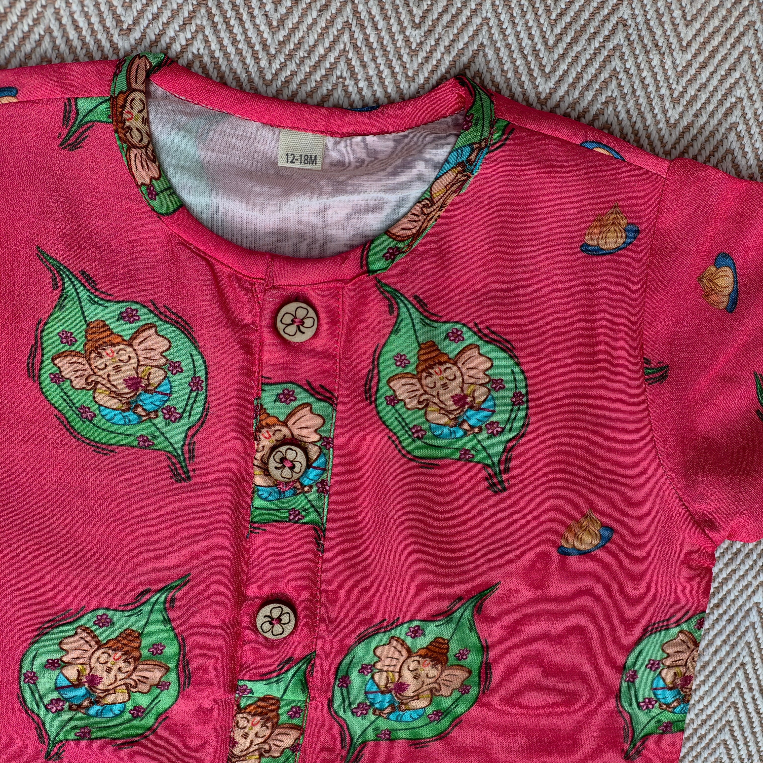 Mul Chanderi Unisex 'In the Light of Lord Ganesha'  Kurta